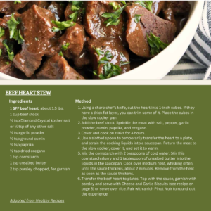 CVM Fall Comfort Food Beef Heart Stew recipe