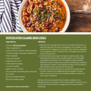 CVM Fall Comfort Food Dutch Oven Classic Beef Chili