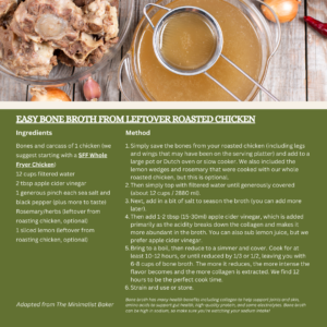 CVM Fall Comfort Food Easy Bone Broth from Leftover Roasted Chicken recipe