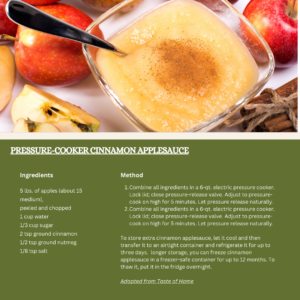 CVM Fall Comfort Food Pressure Cooker Cinnamon Applesauce